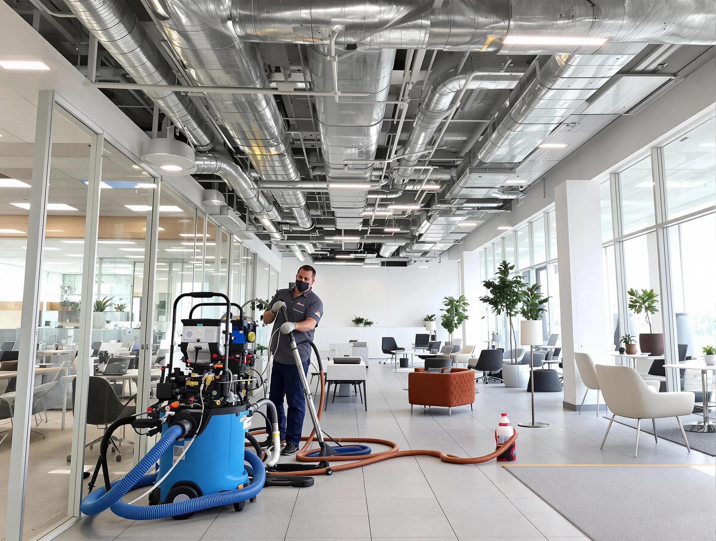 Colonial Beach Air Duct Cleaning team conducting comprehensive commercial duct cleaning at a business location in Colonial Beach