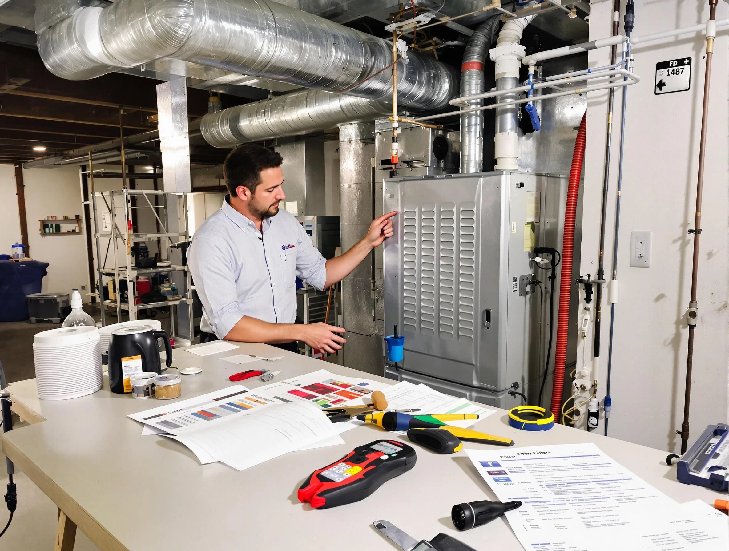 Colonial Beach Air Duct Cleaning inspector conducting detailed filter system evaluation using professional diagnostic tools in Colonial Beach