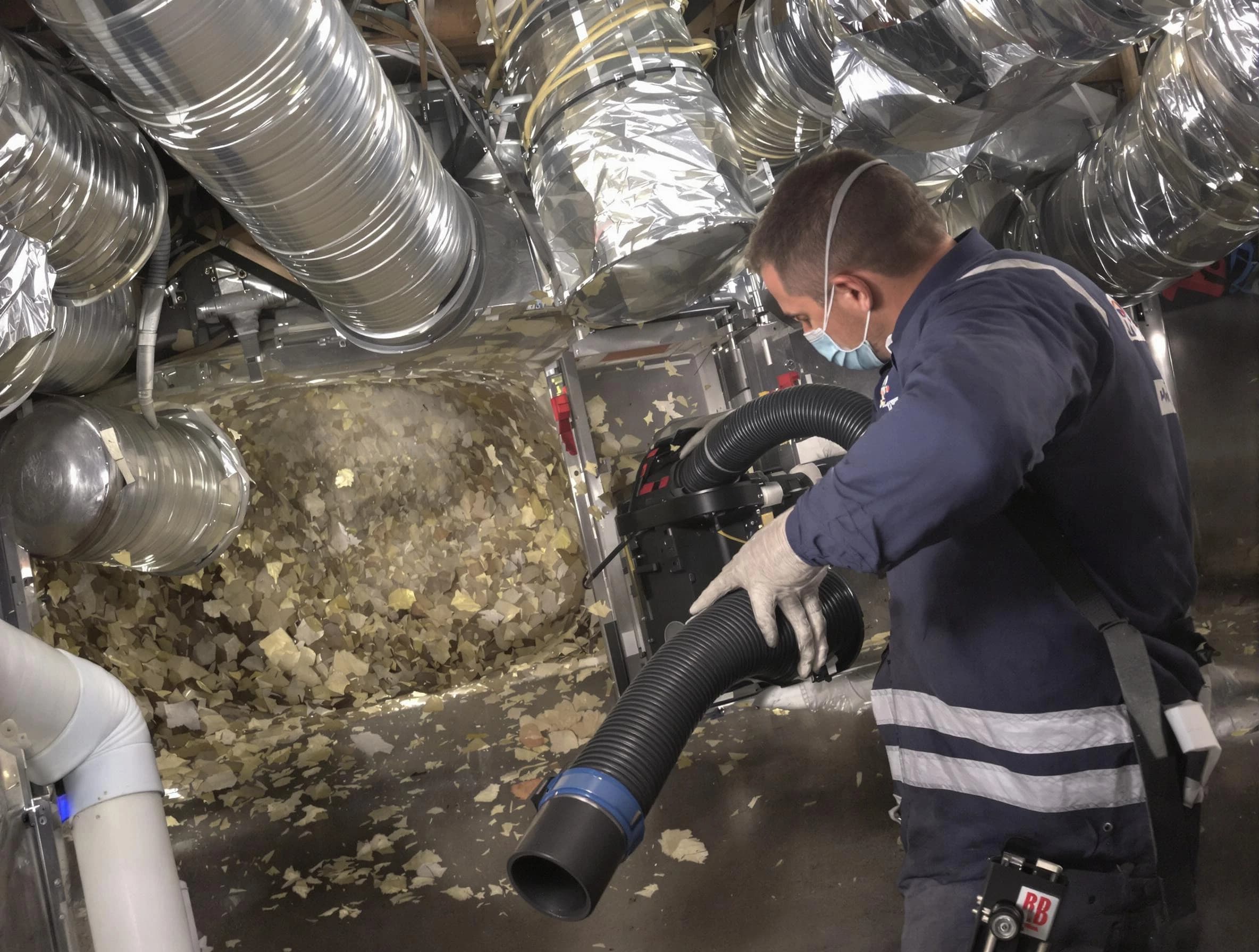 Colonial Beach Air Duct Cleaning specialist operating negative pressure cleaning equipment for thorough duct maintenance in Colonial Beach